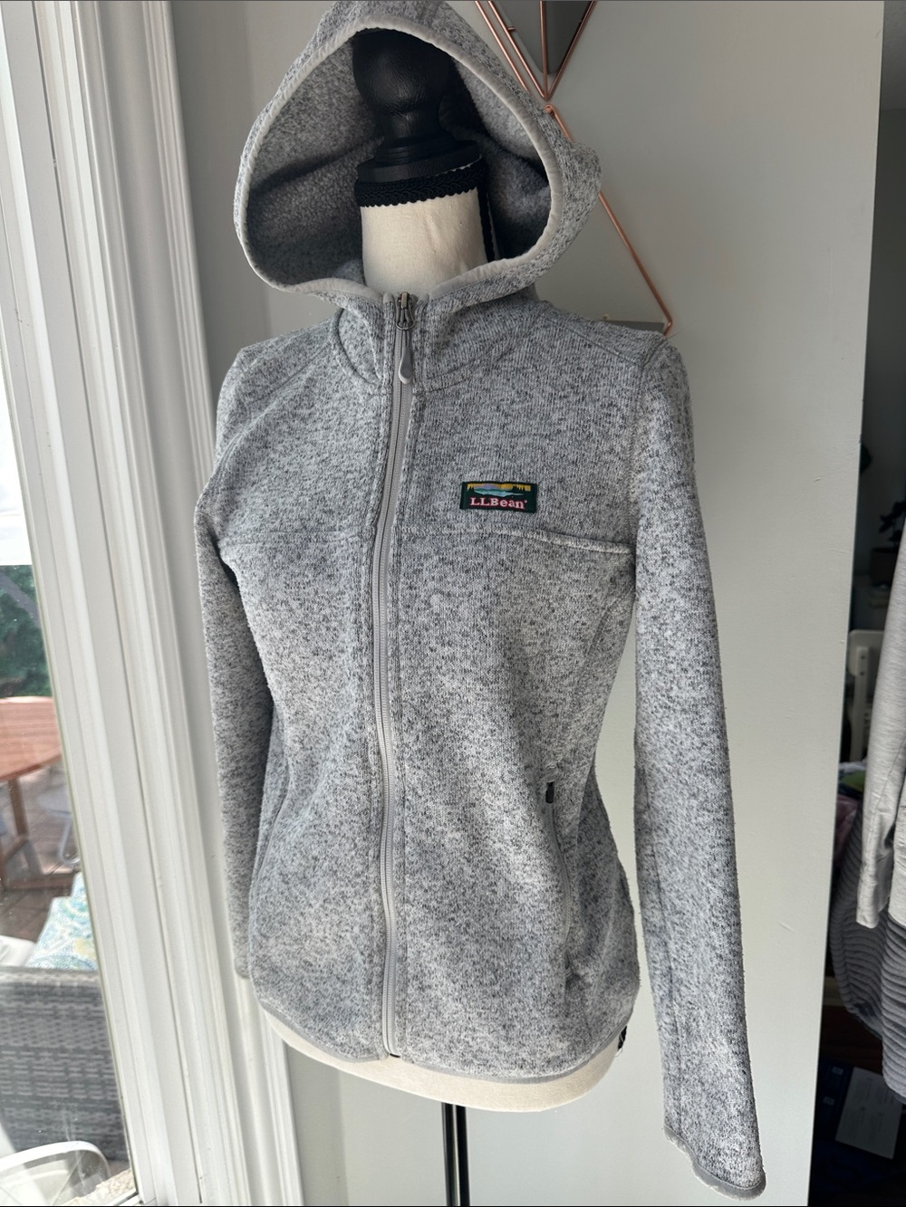 L.L. Bean Gray Grey Hooded Zip-Up Jacket Hoodie Sweater Sweatshirt Sz XS Petite